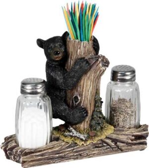 RIVERS EDGE BEAR SALT & PEPPER - SHAKERS & TOOTHPICK HOLDER