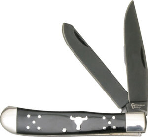 ABKT CATTLEMANS CUTLERY BLACK - ANGUS TRAPPER 2-BLADE FOLDER