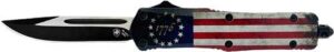 TEMPLAR KNIFE LARGE OTF BETSY - ROSS FLAG 3.5" BLACK DROP PNT