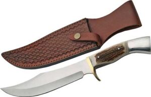 SZCO STEEL STAG 8" IRON COUGAR - DEER ANTLER HANDLE SS BLADE