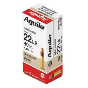 Aguila Interceptor Rimfire Ammunition .22 LR 40 gr CPSP 1470 fps 50/ct